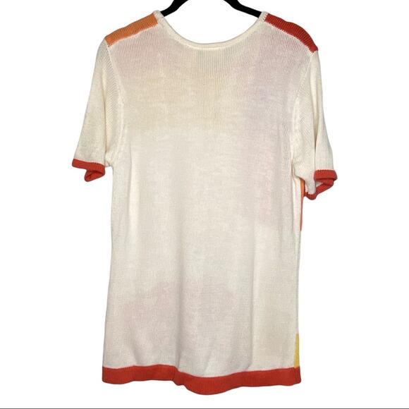 Vtg Y2K Bobbie Brooks Knit Color Block Short Sleeve Crewneck Sweater Size Medium - Picture 3 of 7